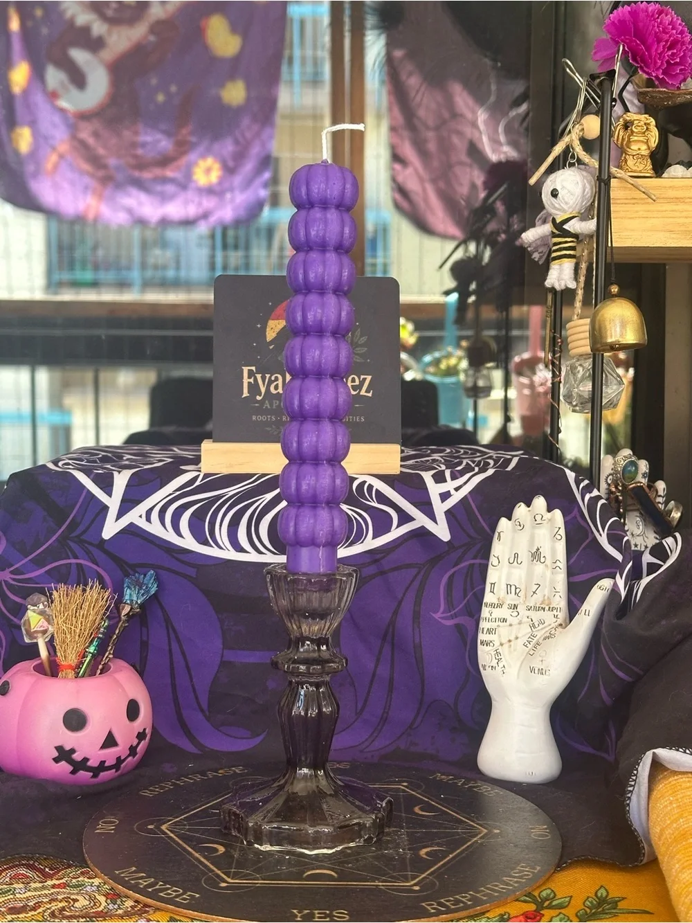 Purple Pumpkin Stack Taper Candle
